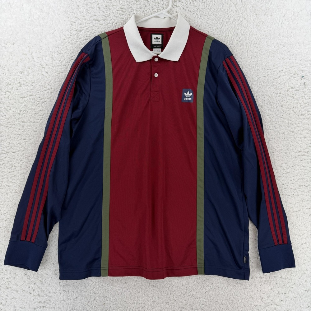 Adidas Originals Polo Shirt Mens XL Colorblock Long Sleeve Soccer Top Rugby